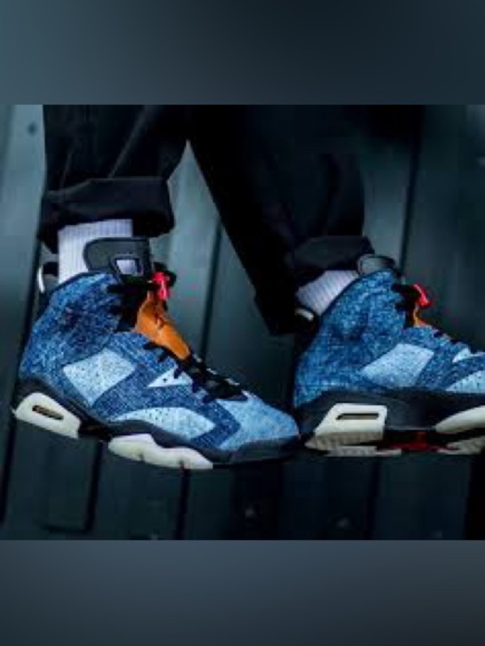 Jordan - Retro Air Jordan 6 "Washed Denim" Acid Wash Sneakers - Sz 4.5 Y / 6.5 W